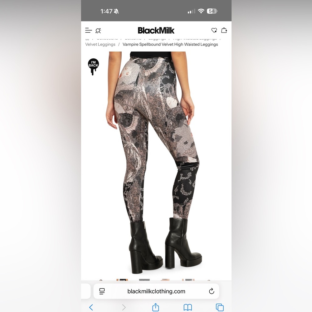 Black milk, vampire spellbound velvet, high, waisted leggings - Picture 3 of 4